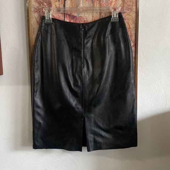 WILSON LEATHER SKIRT PELLE STUDIO BODYCON BLACK LEATHER SKIRT MIDI SKIRT 4 VTG - Picture 5 of 14